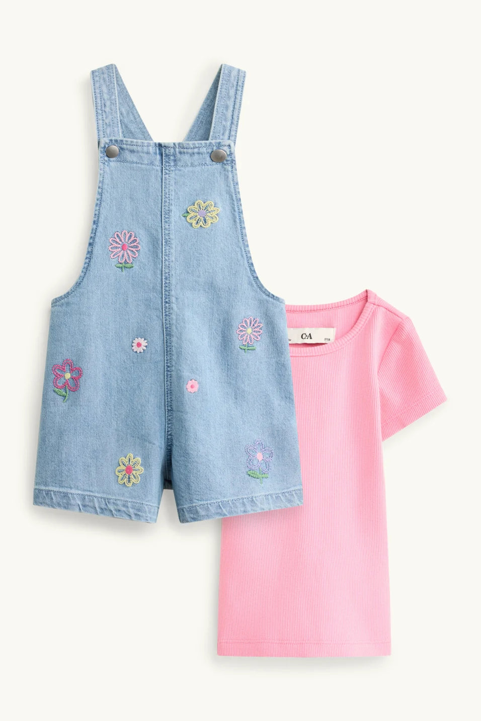 Flower - jeans dungarees set