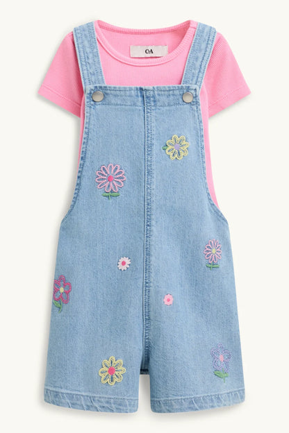 Flower - jeans dungarees set