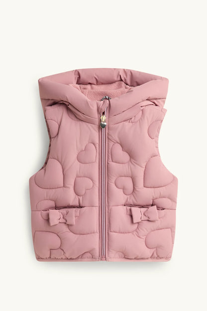 Heart - quilted vest with hood - water-repellent