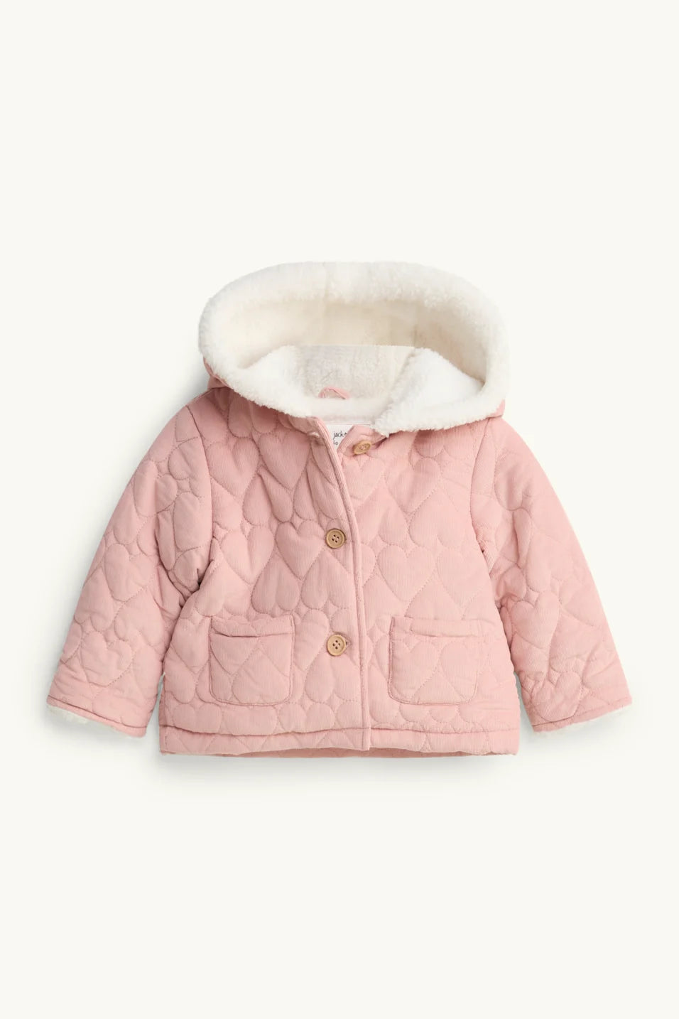 Heart - Hooded Cord Quilted Jacket - Lined
