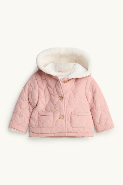 Heart - Hooded Cord Quilted Jacket - Lined