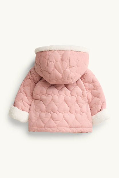 Heart - Hooded Cord Quilted Jacket - Lined