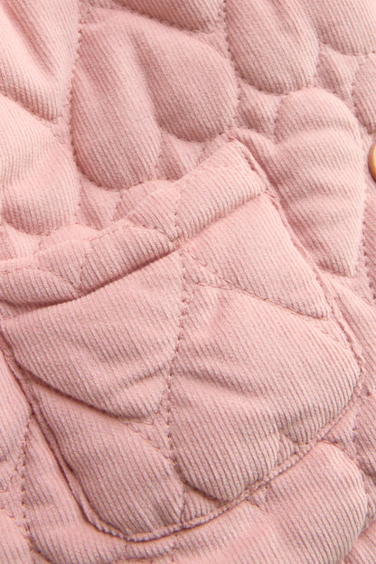 Heart - Hooded Cord Quilted Jacket - Lined