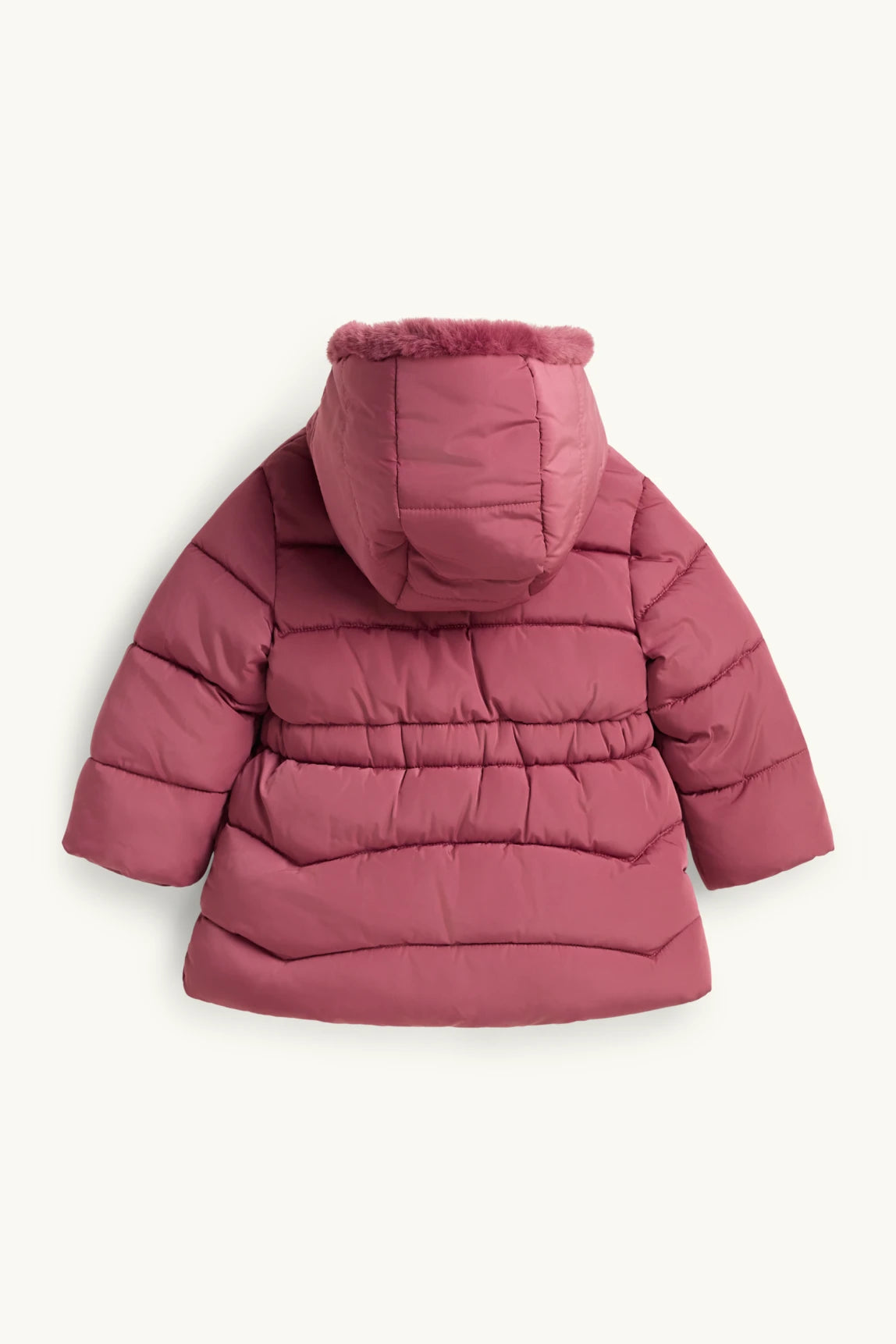 Bows - Quilted Jacket with Hood and Faux Fur
