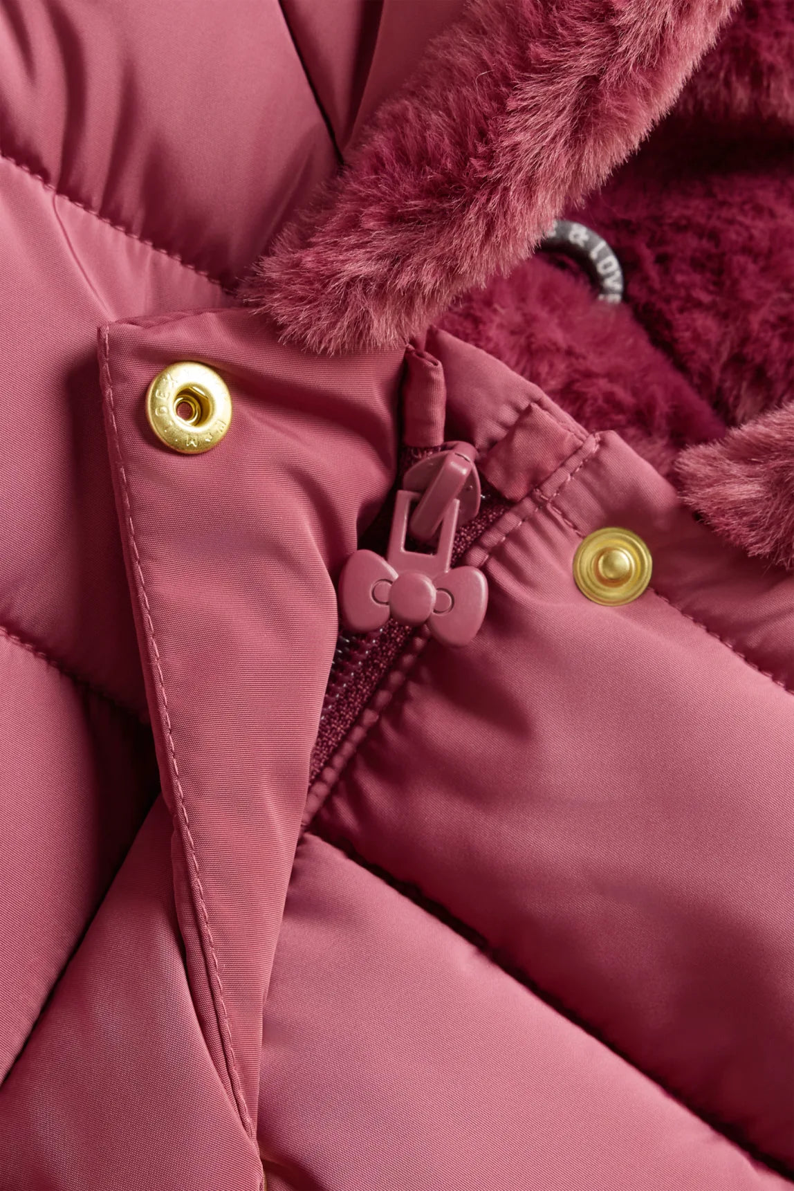 Bows - Quilted Jacket with Hood and Faux Fur