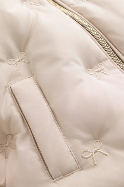 Bows -  Baby Quilted Jacket with Hood - Lined