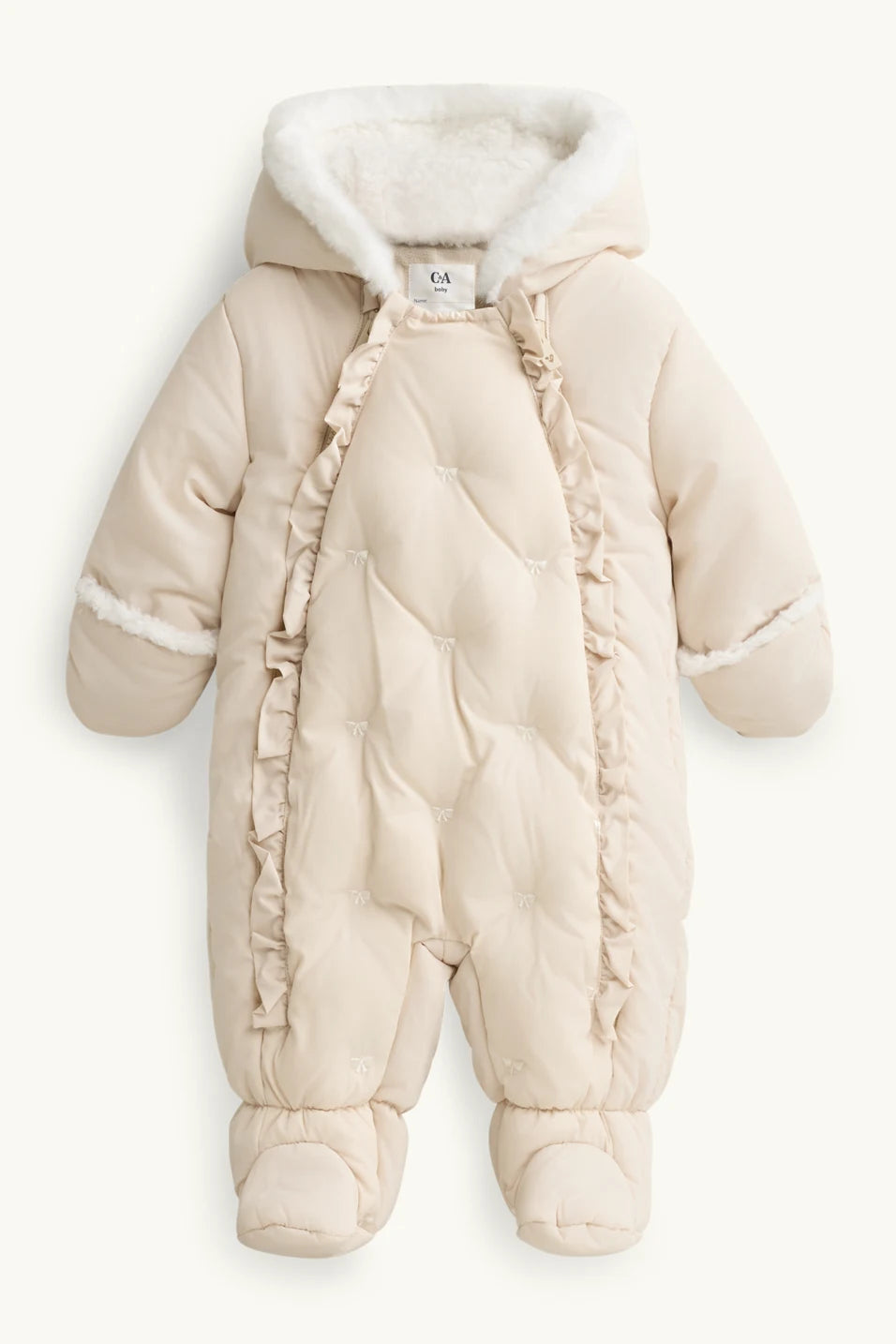 Bows - snowsuit with hood - Cream