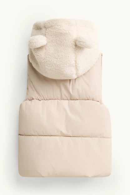 Teddy Bear - Baby Quilted Vest with Hood - Lined