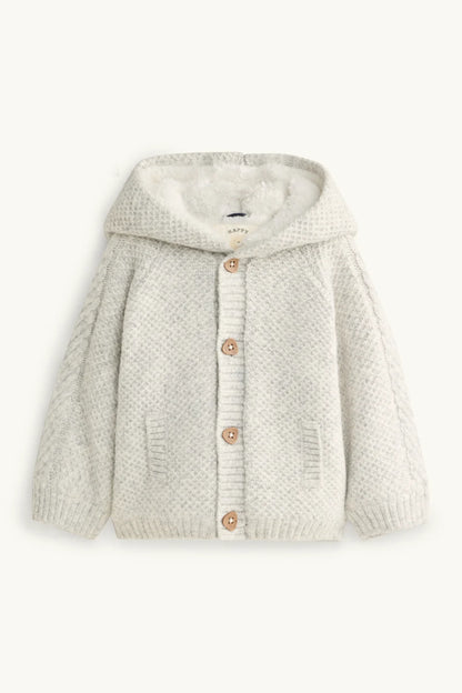 Lined knit cardigan - grey