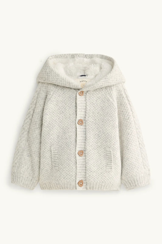 Lined knit cardigan - grey