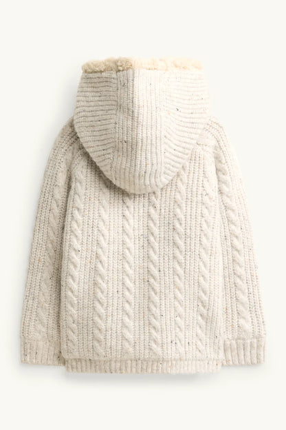 Lined knit cardigan - Beige