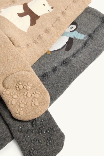 Polar Bear and Penguin - Pack of 2 Thermo Anti-Slip Tights