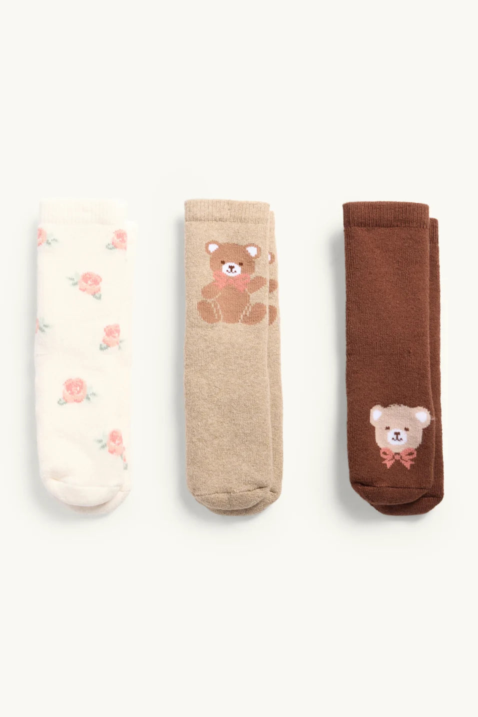 Teddy Bear - Baby - Pack of 3 Lined Anti-Slip Socks