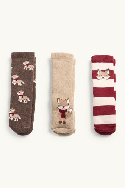 Fox - Baby - Pack of 3 Lined Anti-Slip Socks