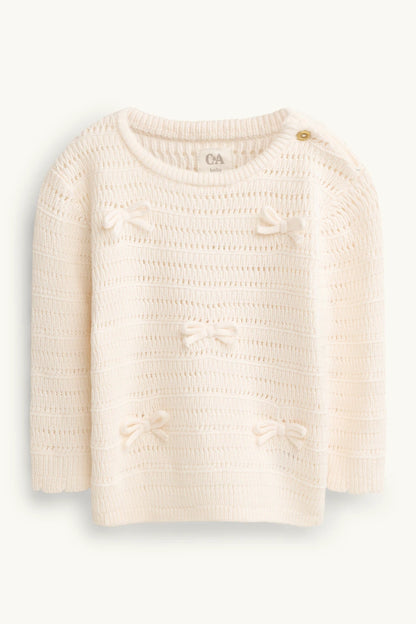 Bow - Baby Girl sweater - off white