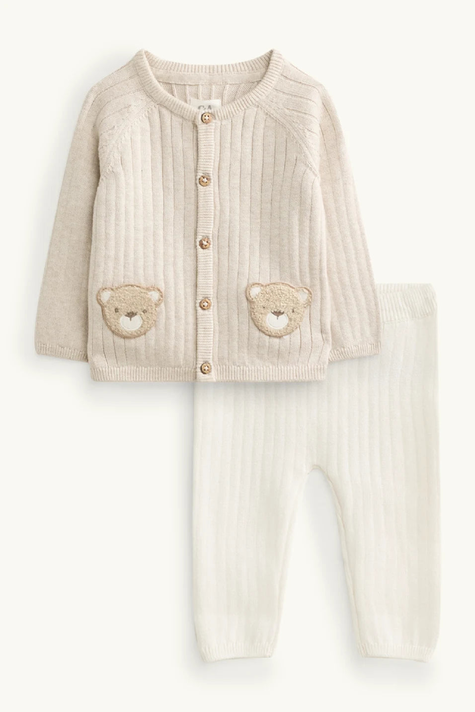 Bear - Baby knit outfit - Ribbed