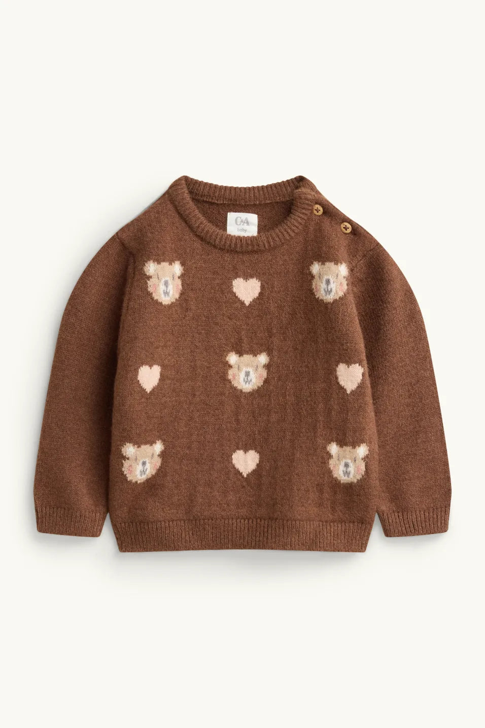 Teddy Bear and Heart - Baby Pullover