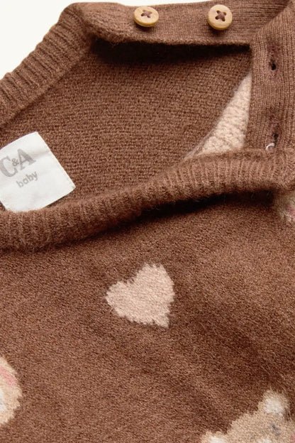 Teddy Bear and Heart - Baby Pullover