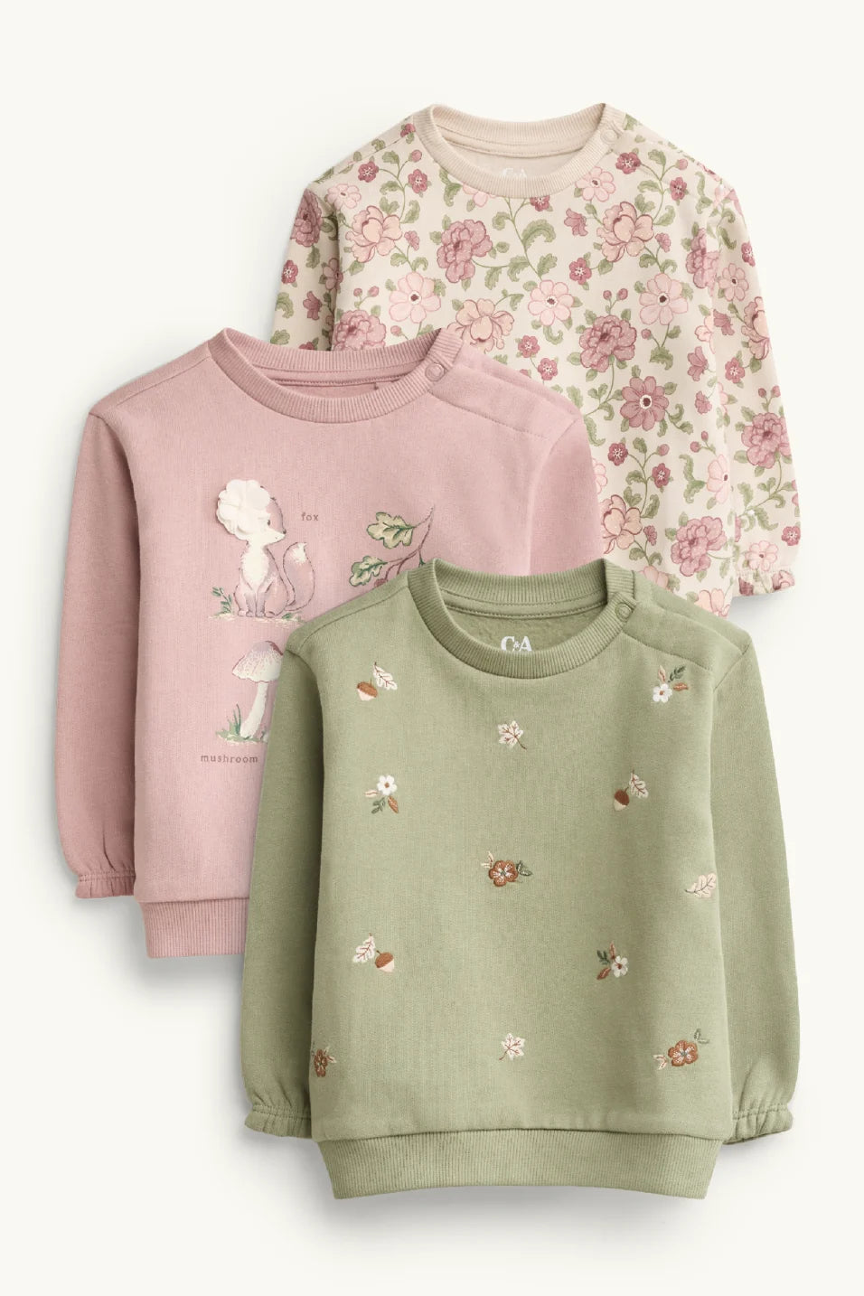 Flowers, Hedgehog, Fox and Forest - Pack of 3 Sweatshirts