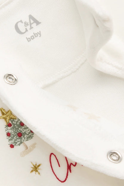 Christmas tree and penguin - Baby Christmas Velour Sleepsuit