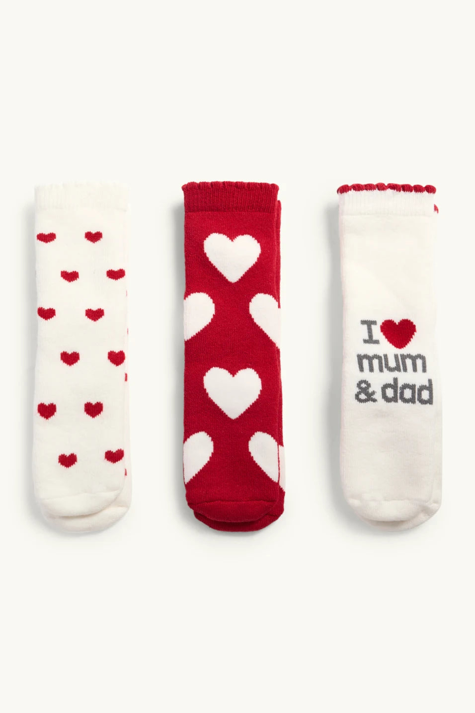 Heart - Baby - Pack of 3 Lined Anti-Slip Socks