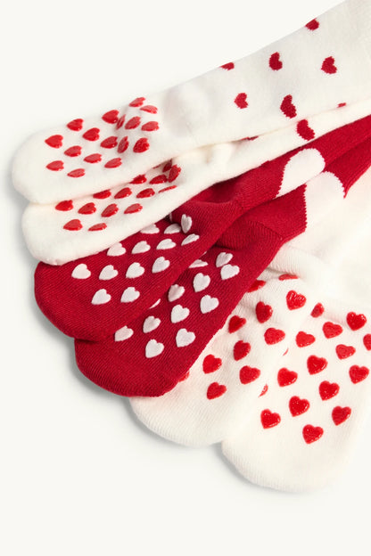 Heart - Baby - Pack of 3 Lined Anti-Slip Socks