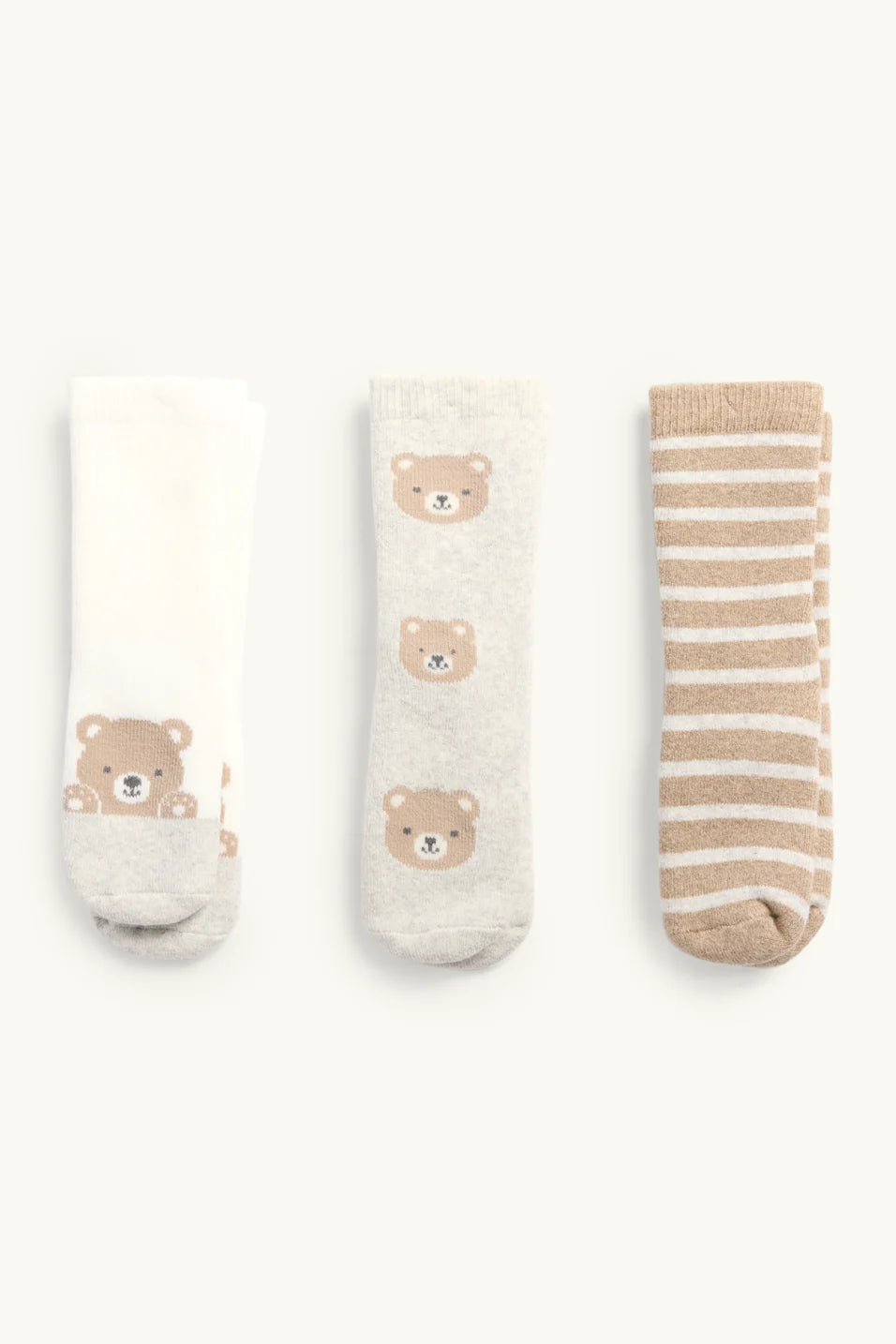 Bear - Baby - Pack of 3 Lined Anti-Slip Socks