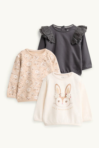 Bunnies and Flowers - Pack of 3 Sweatshirts