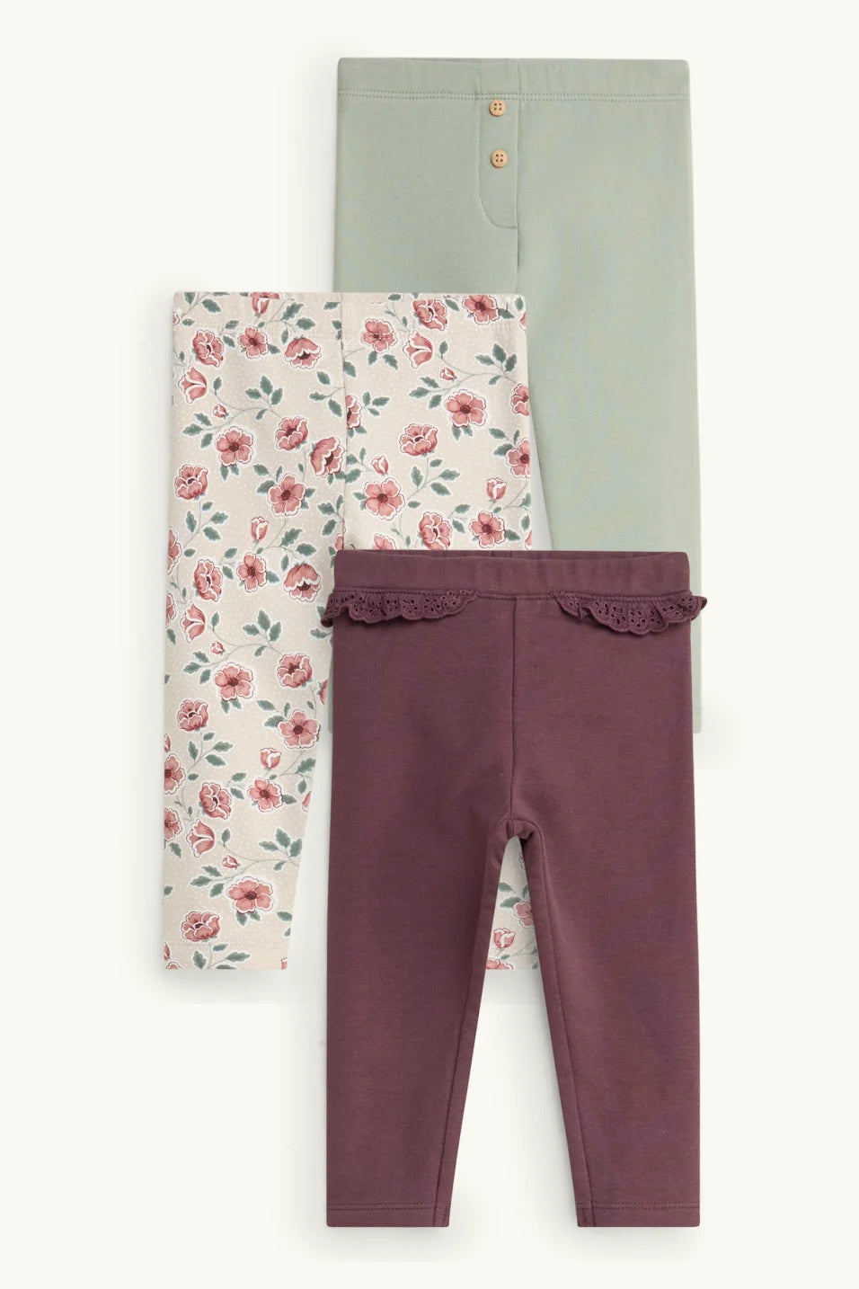 Flowers - Pack of 3 thermal leggings