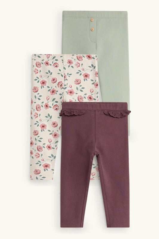 Flowers - Pack of 3 thermal leggings