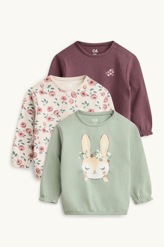 Bunnies and Flowers - Pack of 3 Sweatshirts