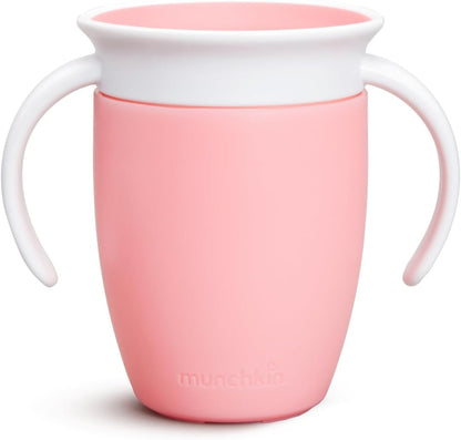 Munchkin 360° Trainer cup, Spill proof and leak proof cup with handle & Lid - 6m+ - Coral pink