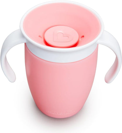 Munchkin 360° Trainer cup, Spill proof and leak proof cup with handle & Lid - 6m+ - Coral pink
