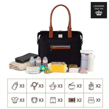 Lequeen Diamond 7TH Edition Waterproof Original Mommy Bag – Shoulder Black - Black