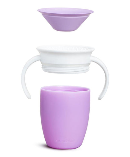 Munchkin 360° Trainer cup, Spill proof and leak proof cup with handle & Lid - 6m+ - Purple