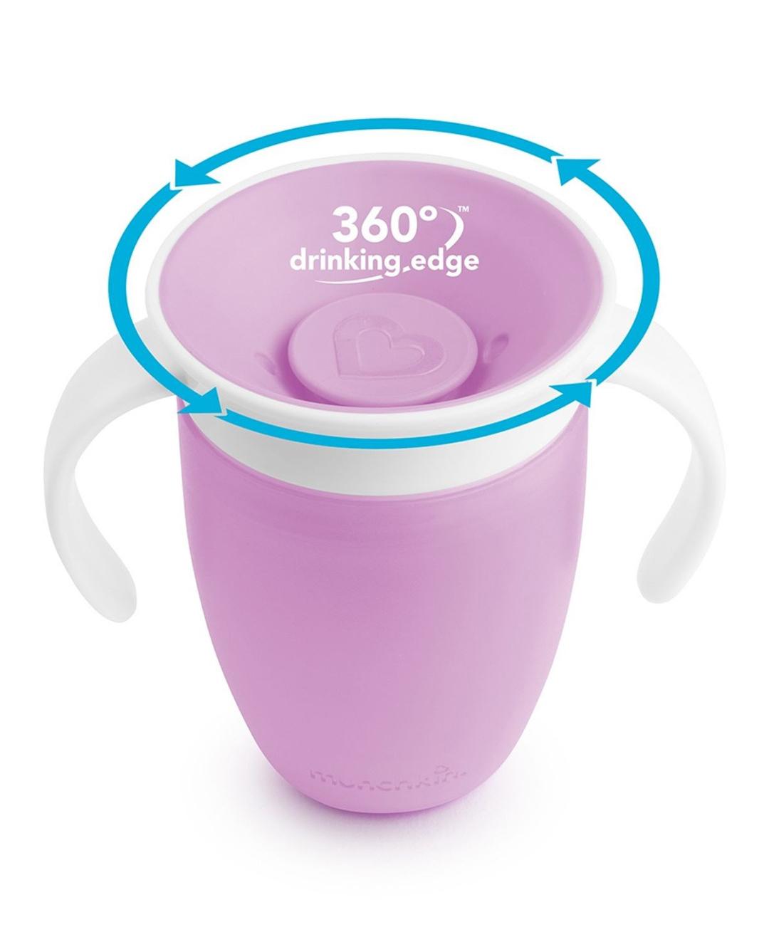 Munchkin 360° Trainer cup, Spill proof and leak proof cup with handle & Lid - 6m+ - Purple