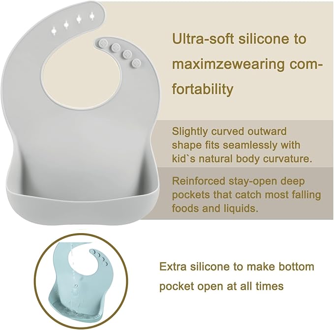 Silicone Baby Bib, BPA Free for Babies and Toddlers