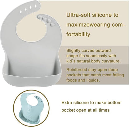 Silicone Baby Bib, BPA Free for Babies and Toddlers