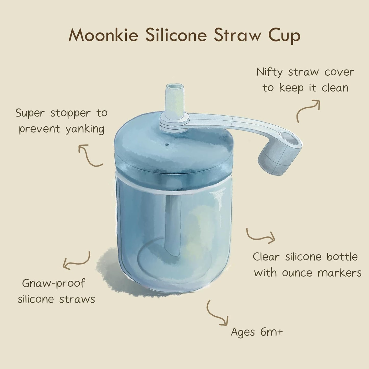 Silicone Training Cup with Straw - Blue