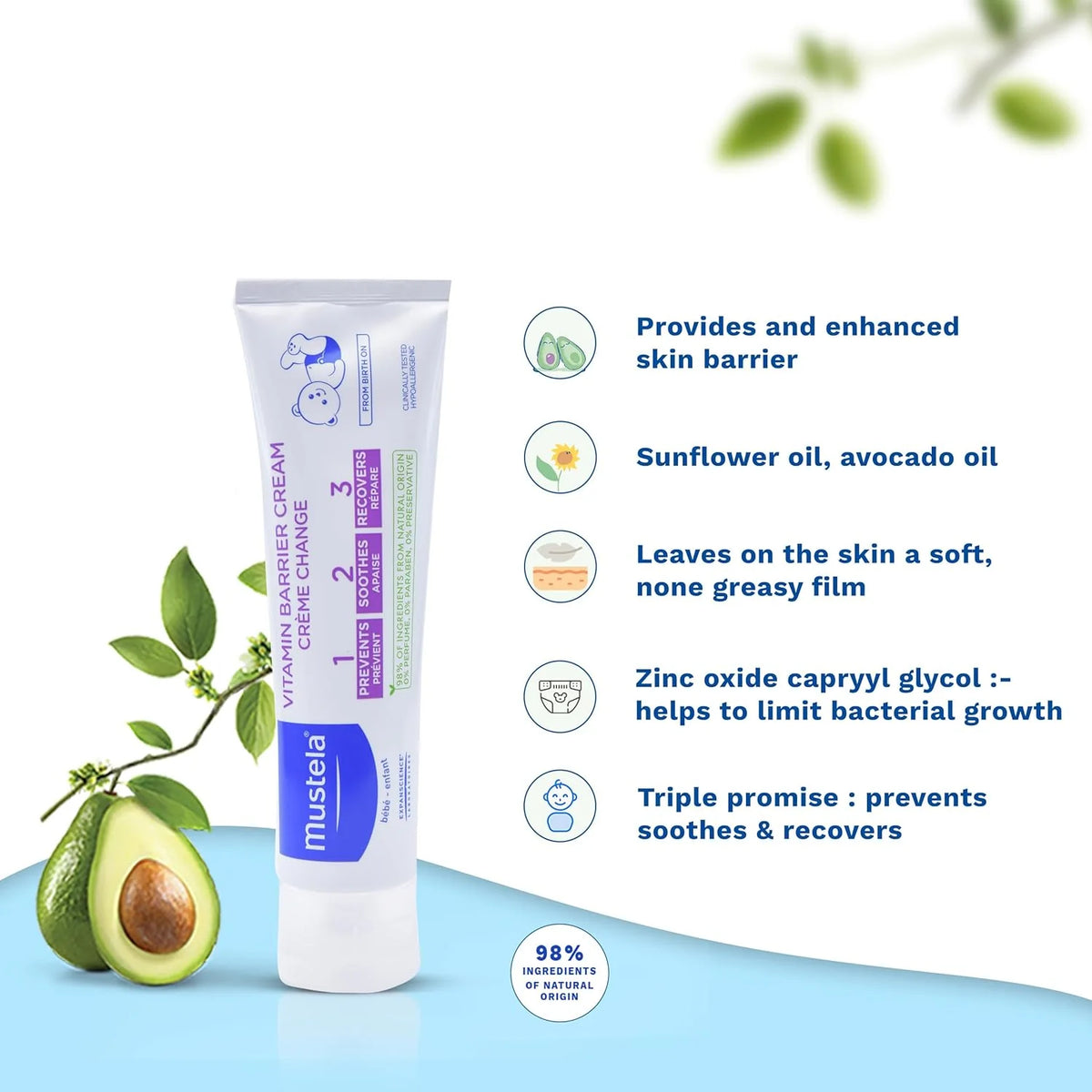 Mustela Baby Diaper Rash Vitamin Barrier Cream - 100 ml