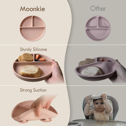 Non-Slip divided Silicone Plate with Lid + gift cutlery