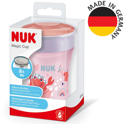 NUK Magic Learning Cup, 8+ Months, Leak-Proof 360° Drinking Rim, Crab (Red), 230 ml