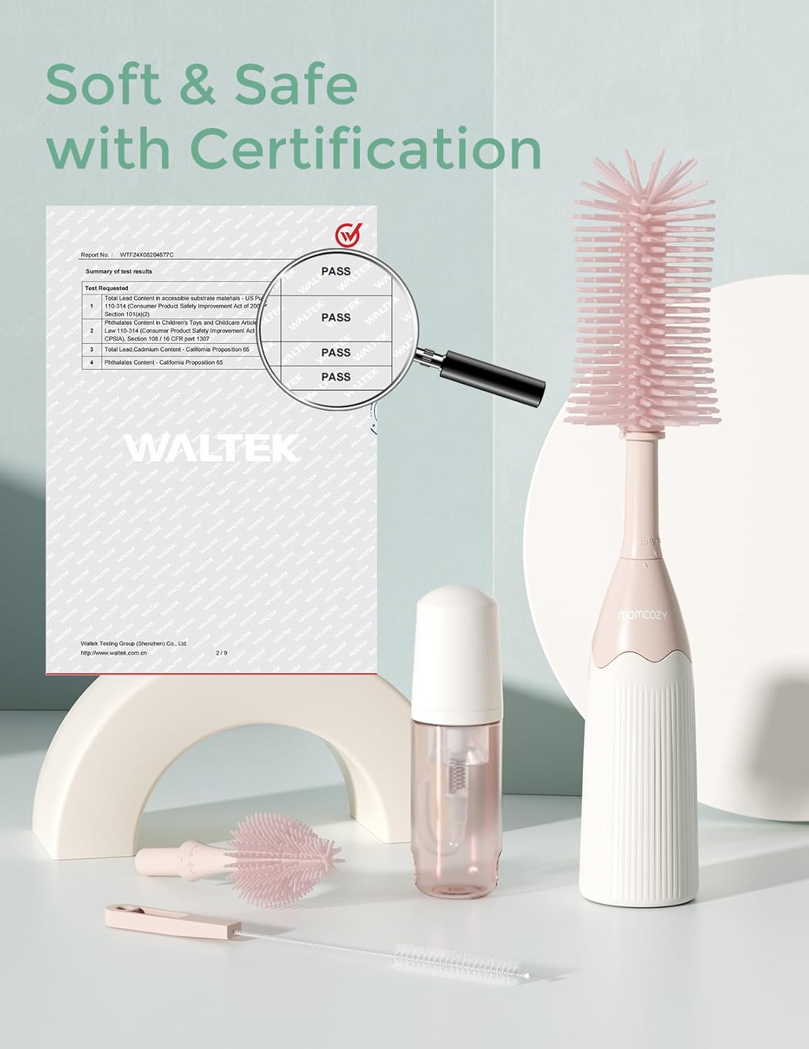 Momcozy - Push-Press Design Bottle Brush Kit - Pink