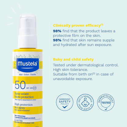 Mustela High Protection Sun Spray SPF50 – Organic Avocado- Baby & Adult Safe- 200ml