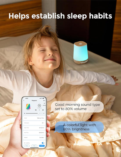 Momcozy Smart Baby Sound Machine - App Remote Control - Wood Grain