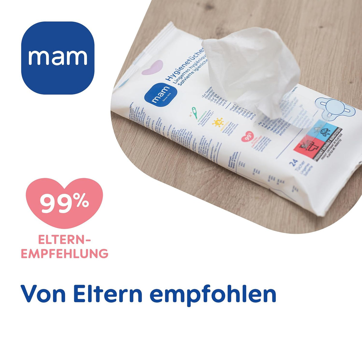 MAM Disinfectant/Hygienic Wipes - 24 wipes