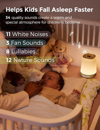 Momcozy Smart Baby Sound Machine - App Remote Control - Wood Grain