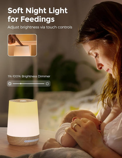 Momcozy Smart Baby Sound Machine - App Remote Control - Wood Grain