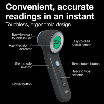 Braun Sensian 7 Forehead 3-in-1 Non-Contact Thermometer - Black