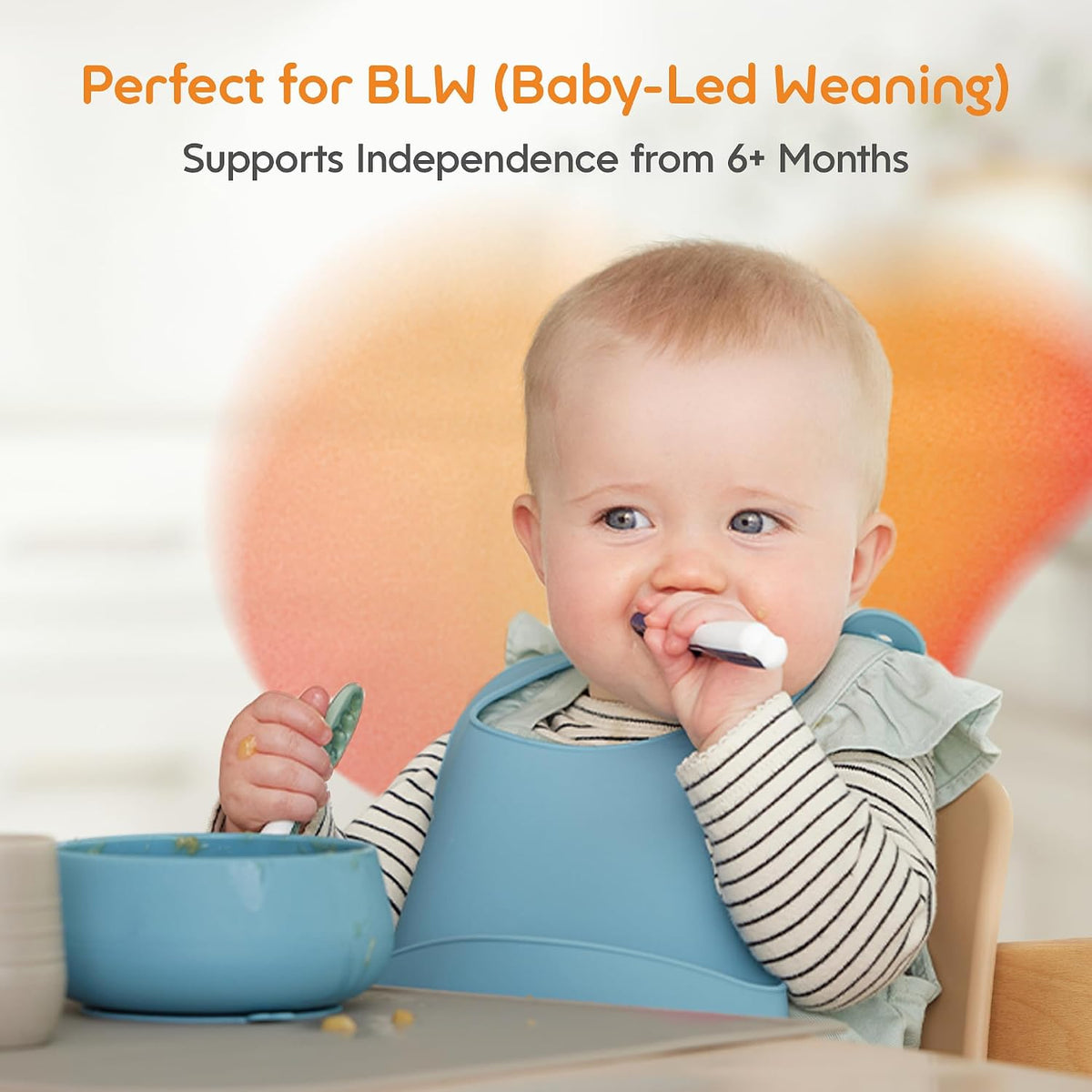 NumNum GOOtensils First Stage Self-Feeding Spoons for Baby Led Weaning (BLW), 2 Pack -  Red / Yellow